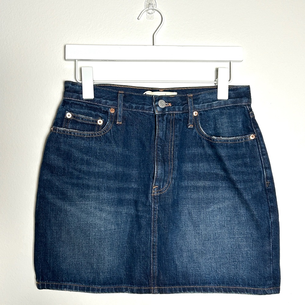 Gap Blue 100% Cotton Dark Wash Mini Denim Skirt Womens Size 27 NWT 838508-00-1